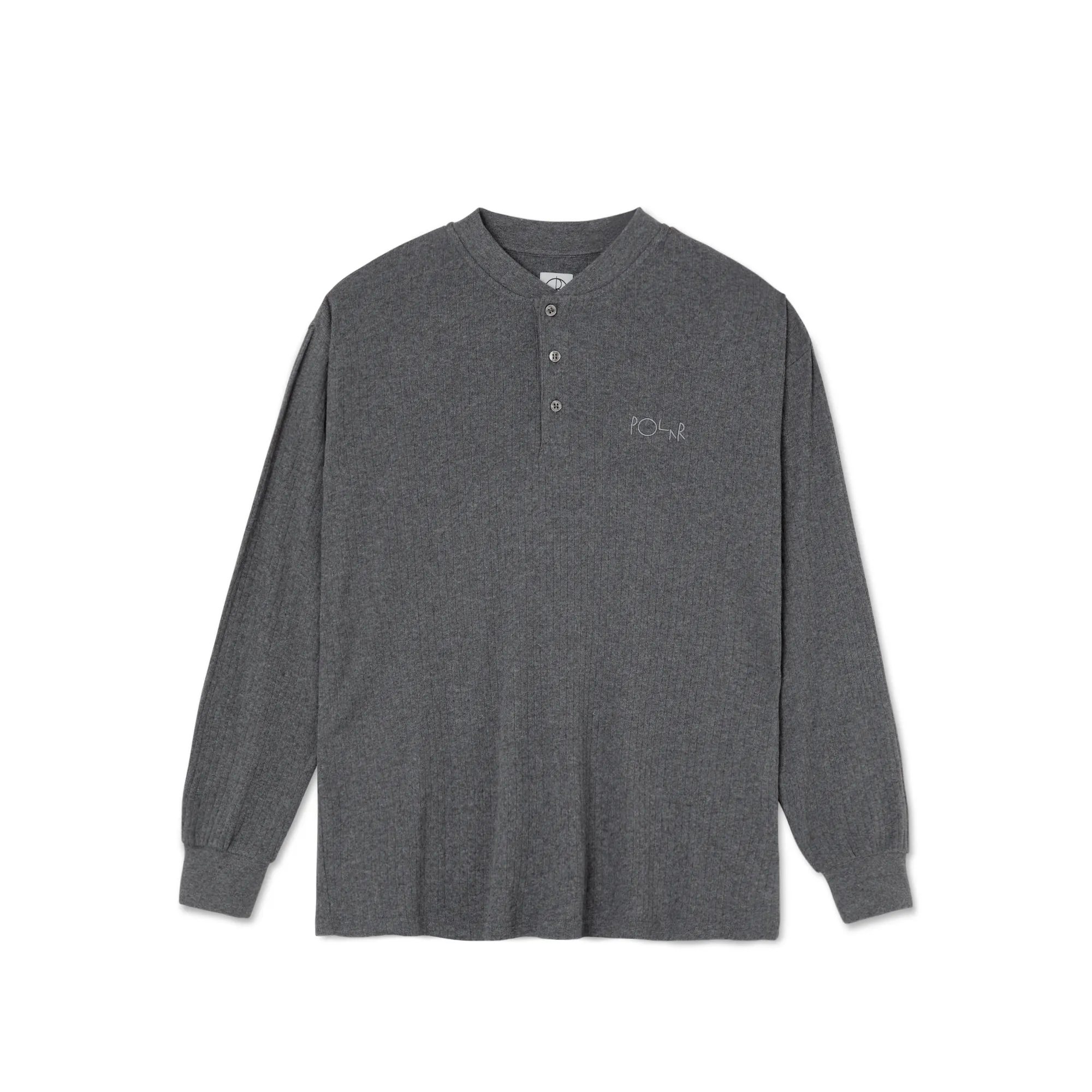 Polar Skate Co. Rib Henley Longsleeve Dark Grey Heather
