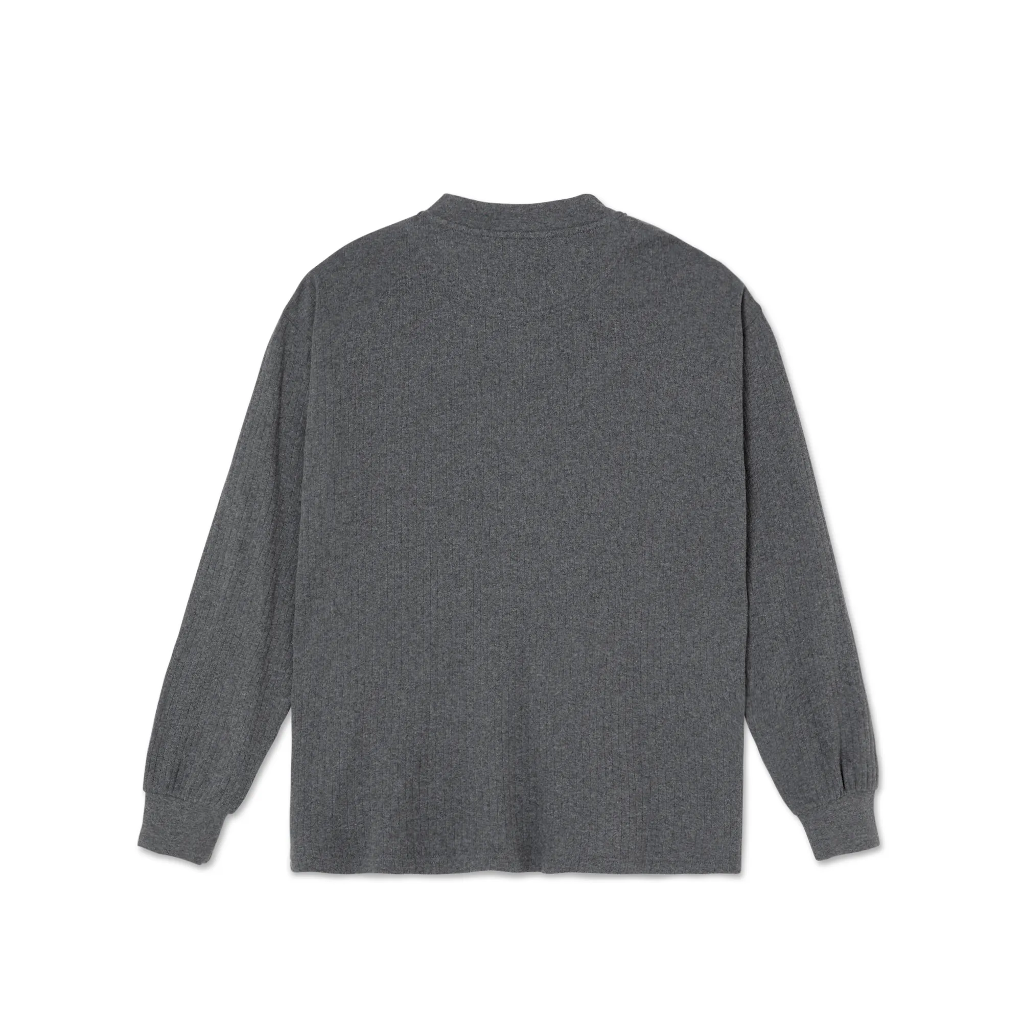 Polar Skate Co. Rib Henley Longsleeve Dark Grey Heather