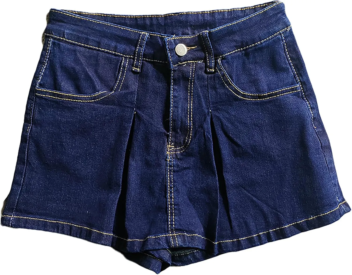 Ptorlio Women Summer High Waisted Denim Jean Mini Skorts Stretchy Pleated Skirt Shorts Y2K