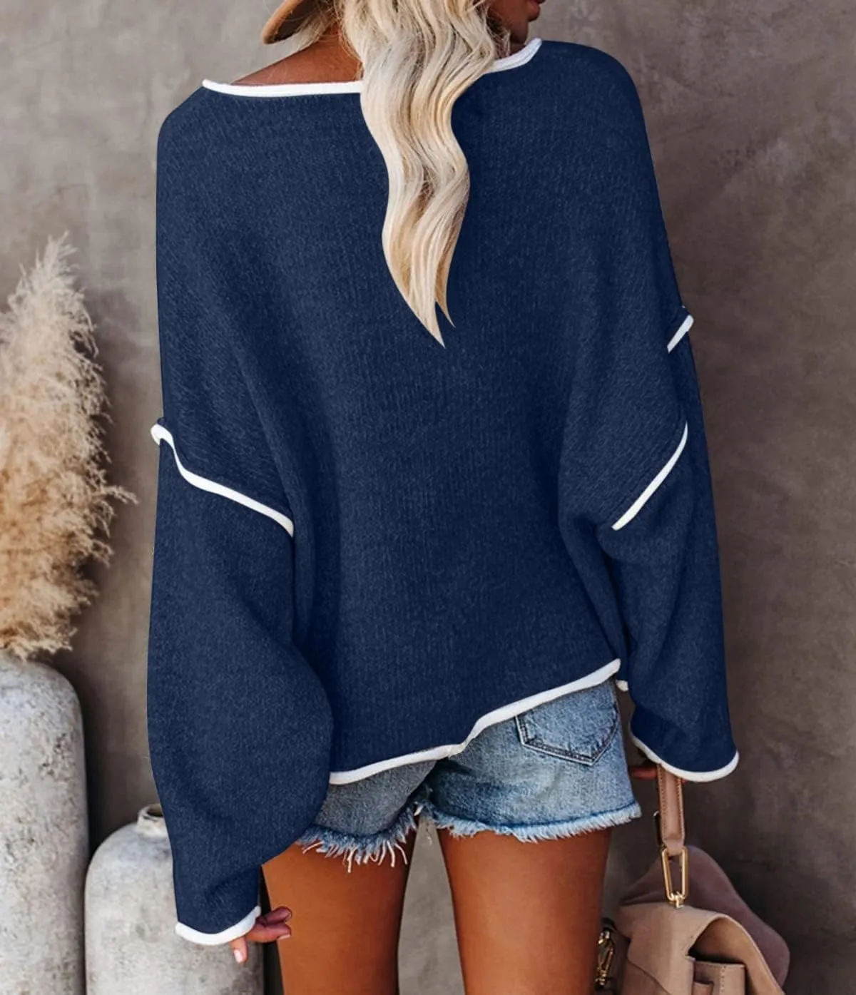 SALENT Women's Casual Oversized Sweaters Loose Soft Chunky Knit Long Batwing Sleeve Pullover Sweater Outfit Sweatshirts Tops
