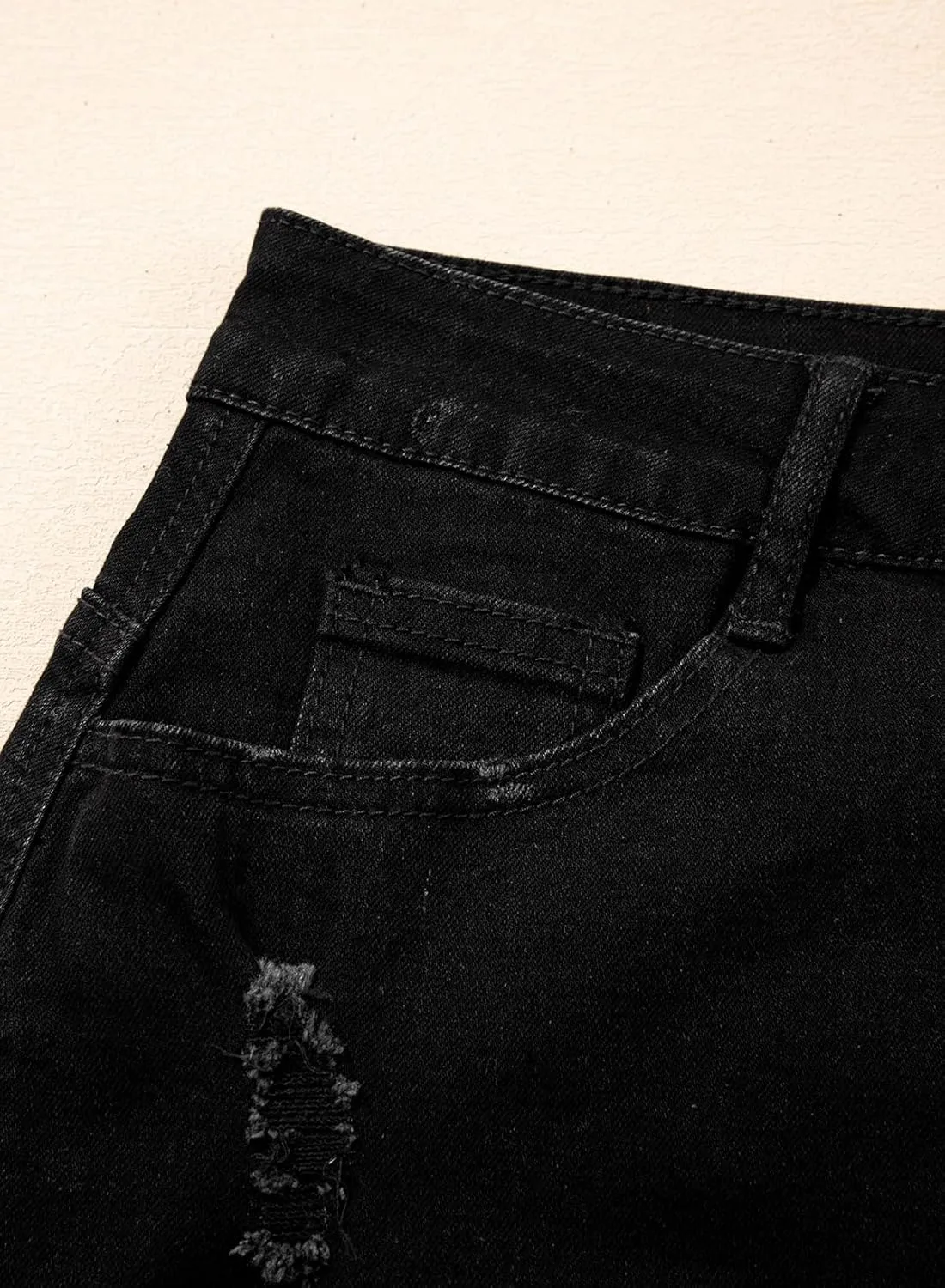 Sidefeel Women's Jean Skirt Stretchy Ripped Frayed Button Fly Zimbaplatinum Summer Denim Skorts Shorts