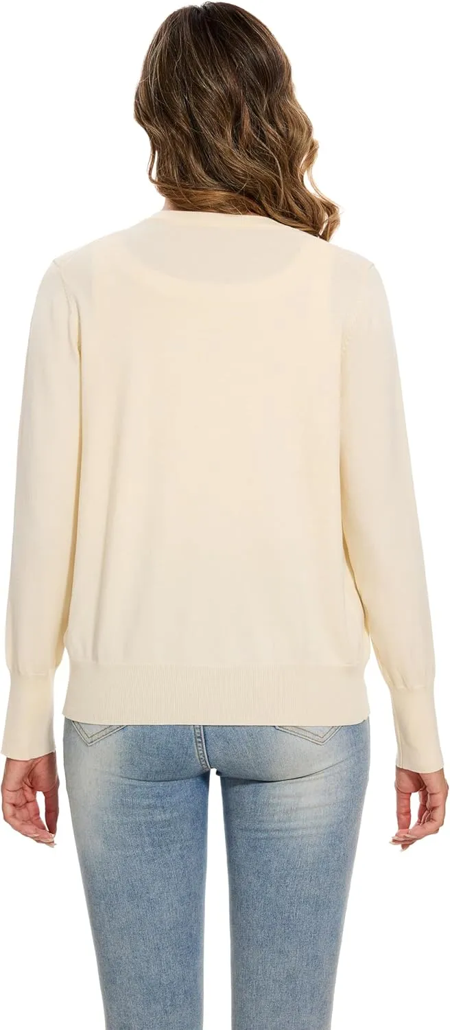 Sixstar Women's Casual Dreesy Cardigan Crew Neck Button Down Long Sleeve Soft Sweaters