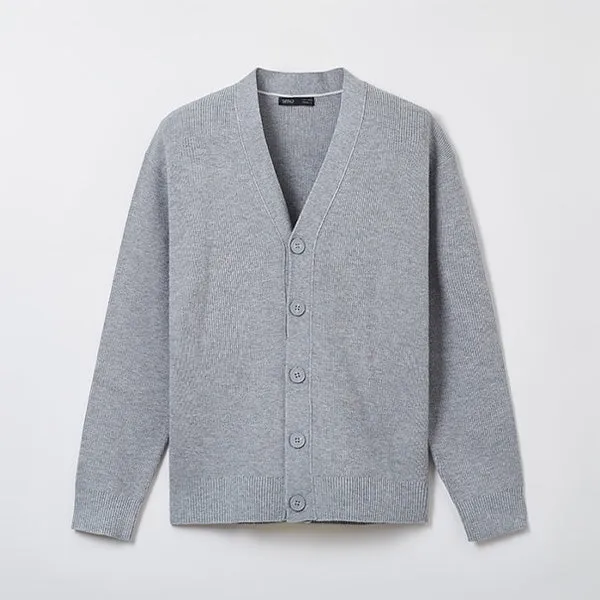 SPAO Men Long Sleeve V Neck Cardigan SPCKE49M03 Oatmeal