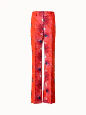 Wide Double-Face Pants with Poppy Print