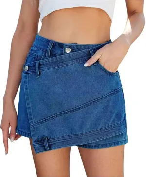 Womens Cowgirl A Line Plain Mini Little Skort for Women Denim Skorts 2025