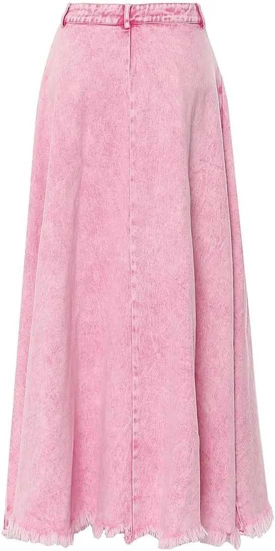 Women's denim skirt Fashion long high waisted midi skirt