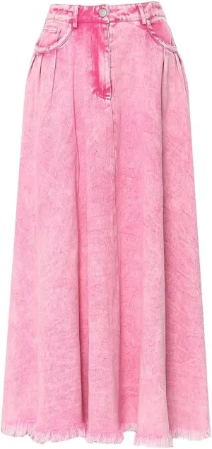 Women's denim skirt Fashion long high waisted midi skirt