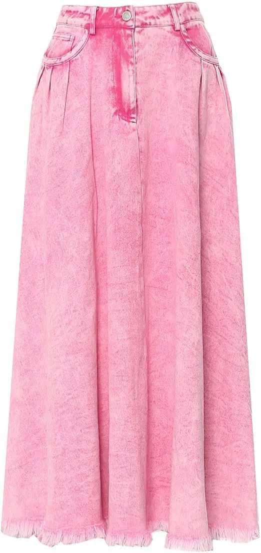 Women's denim skirt Fashion long high waisted midi skirt