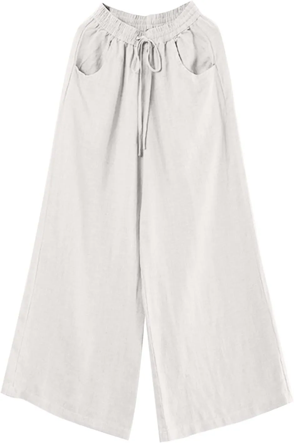 Women's Linen Summer Fashion Pant Trousers Low Waist Wide Leg Slim-Fit Palazzo Lounge Pants Work Business