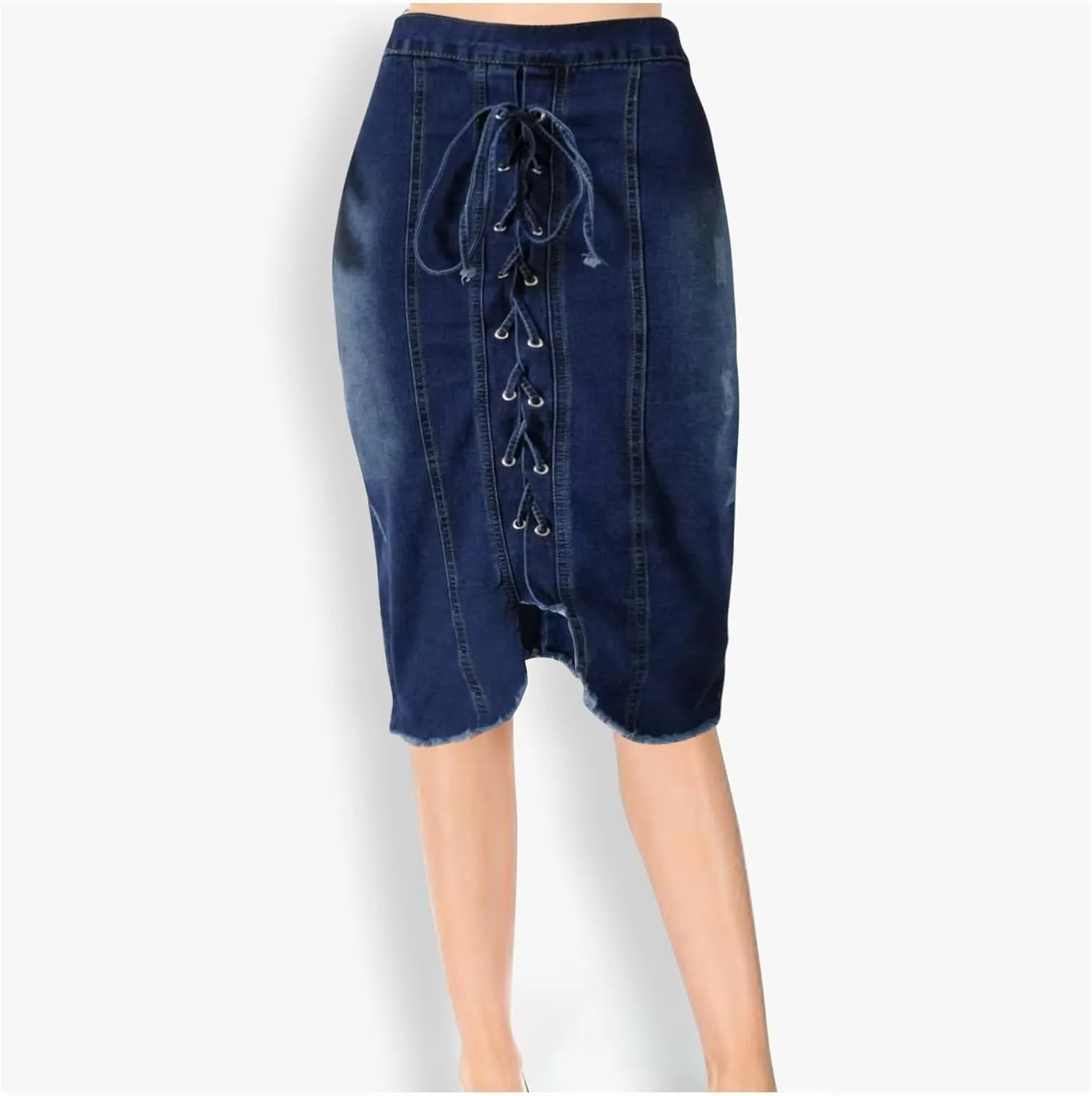Womens Skirt for Women Linen Denim Western Pencil Midi Knee Length Skirt 2025 Regular Fit