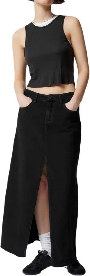 Womens Split High Waist Cargo Denim Midi Skirt Casual A-Line Jean Long Skirts Y2k Summer Solid Workwear Skirt