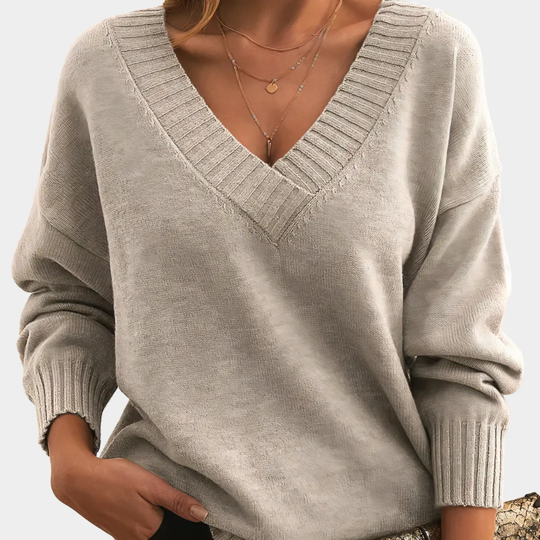 Women's V-Neck Sweater Long Sleeve Soft Knit Pullover Elegant Office & Casual Wear Comfortable Fit Multiple Colours