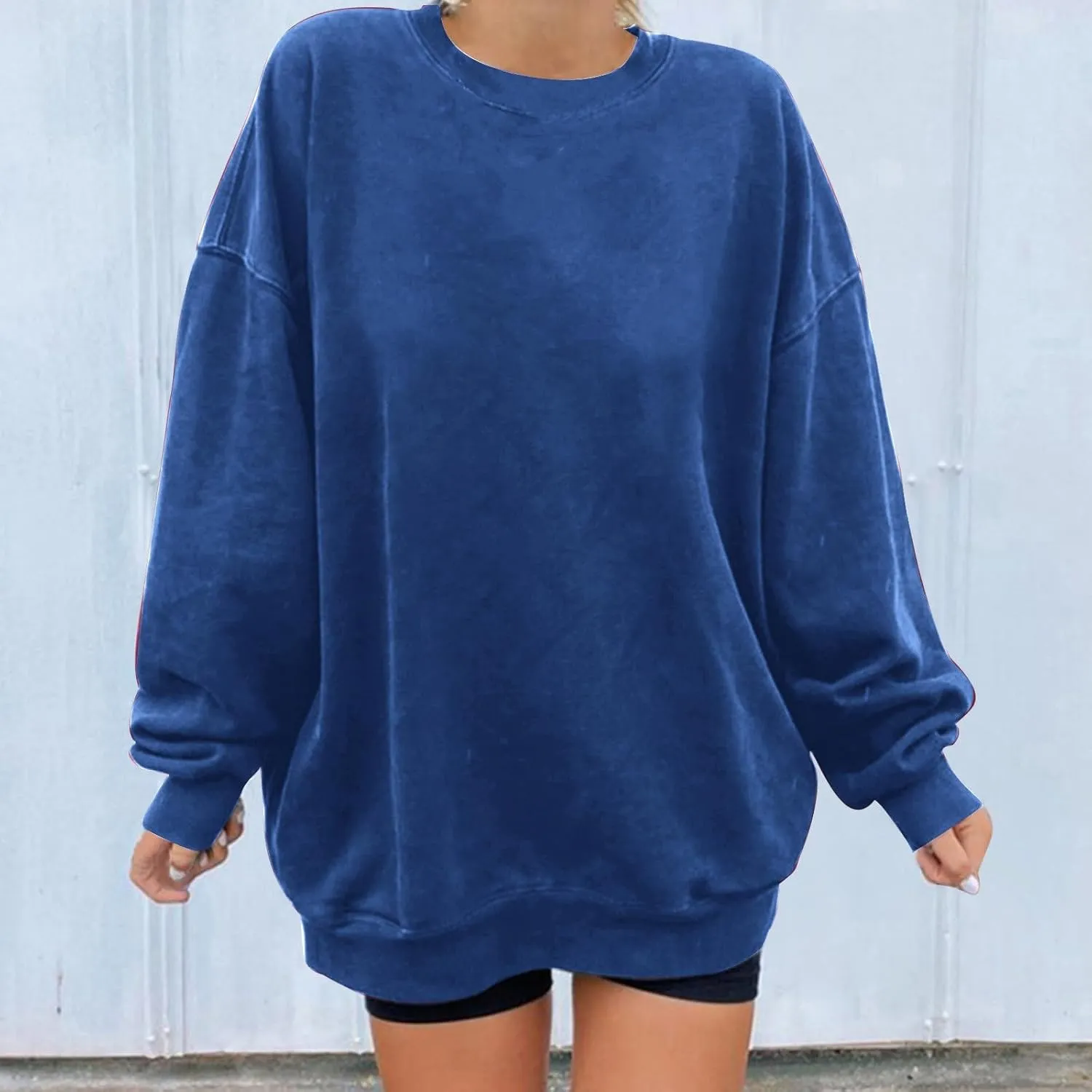 Womens Vintage Basic Oversized Long Sleeve Crew Neck Sweatshirt Casual Soft Pullover Tops Fall Fashion Clothes 2023