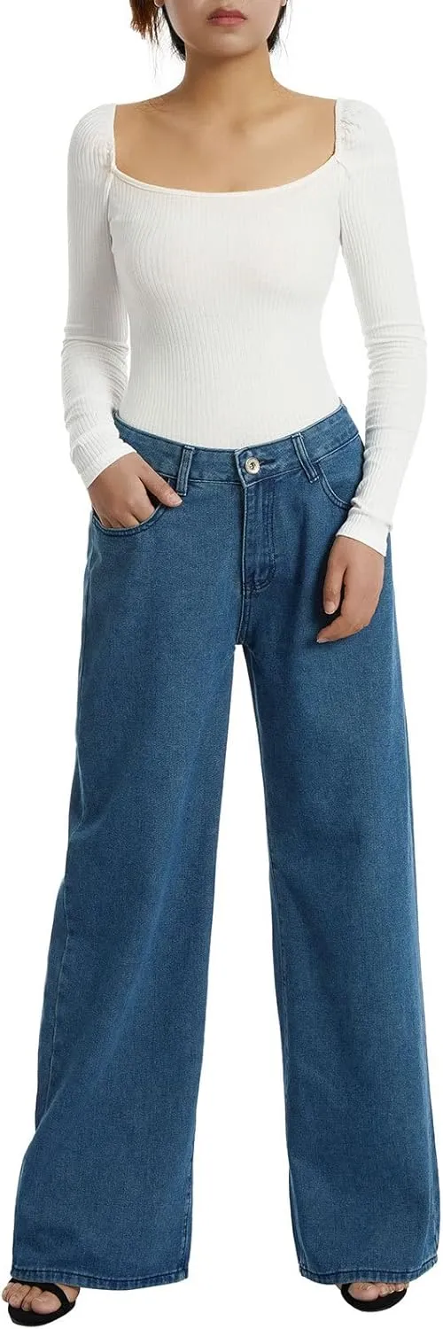 Y2k Boyfriend Cargo Jeans Women Baggy Denim Pants High Waist Wide Leg Casual Loose Grunge Denim Trousers Streetwear