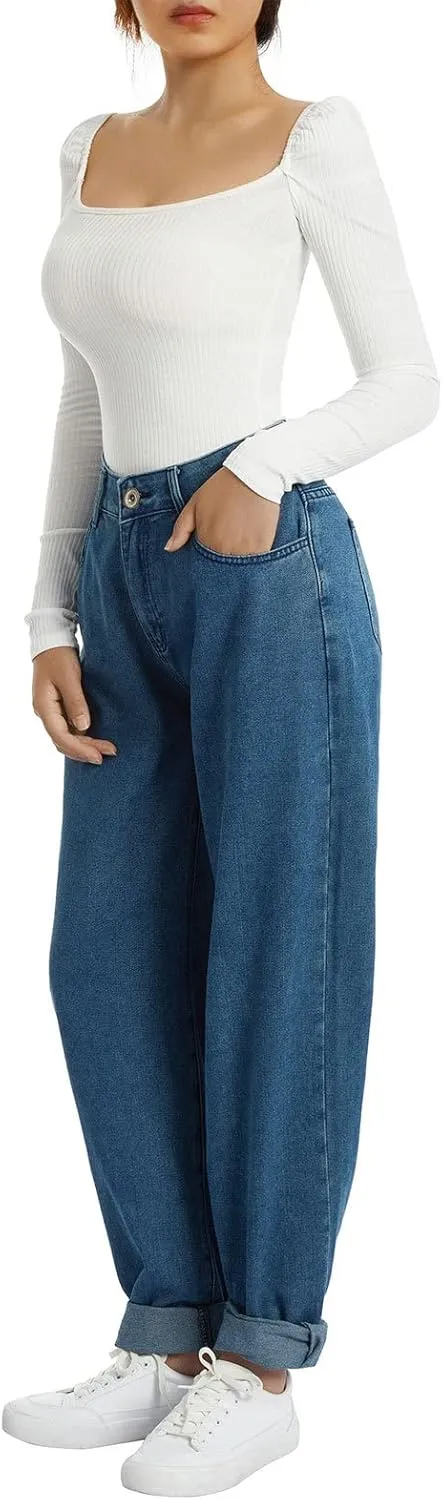 Y2k Boyfriend Cargo Jeans Women Baggy Denim Pants High Waist Wide Leg Casual Loose Grunge Denim Trousers Streetwear