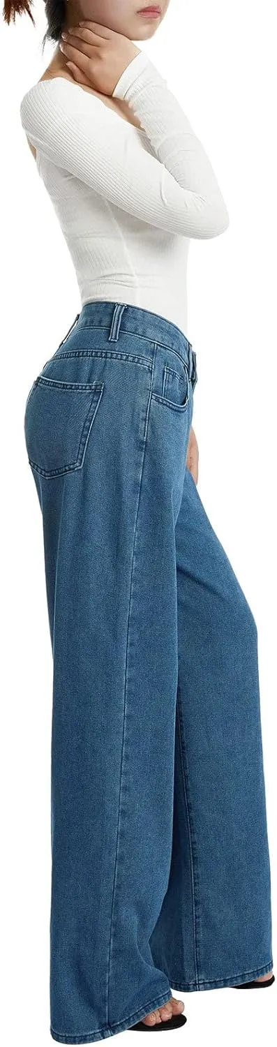 Y2k Boyfriend Cargo Jeans Women Baggy Denim Pants High Waist Wide Leg Casual Loose Grunge Denim Trousers Streetwear