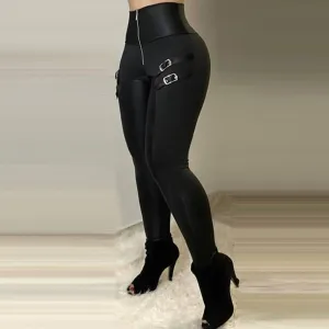 Zipper Design Slinky Pants